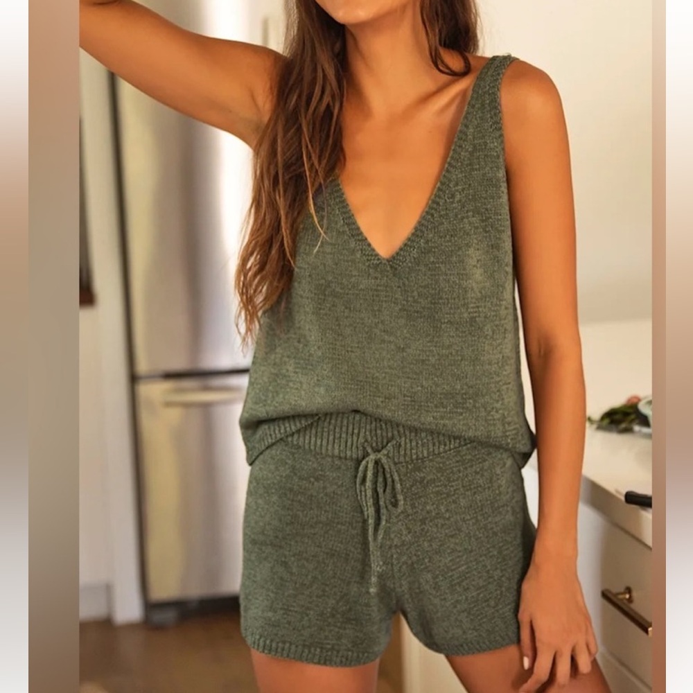 Sage the Label Olive Green Knit Set Small Medium Loungewear Comfy Cozy Set